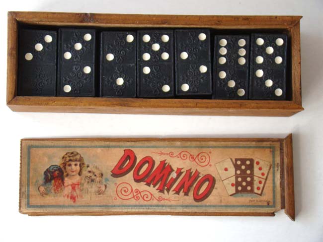 A nice set of Dominoes in their original labeled box circa 1900